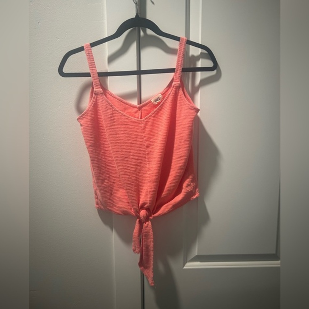 BKE Buckle Coral Tie Front Tank Top | XS | Y2K Summer Fitted Crop